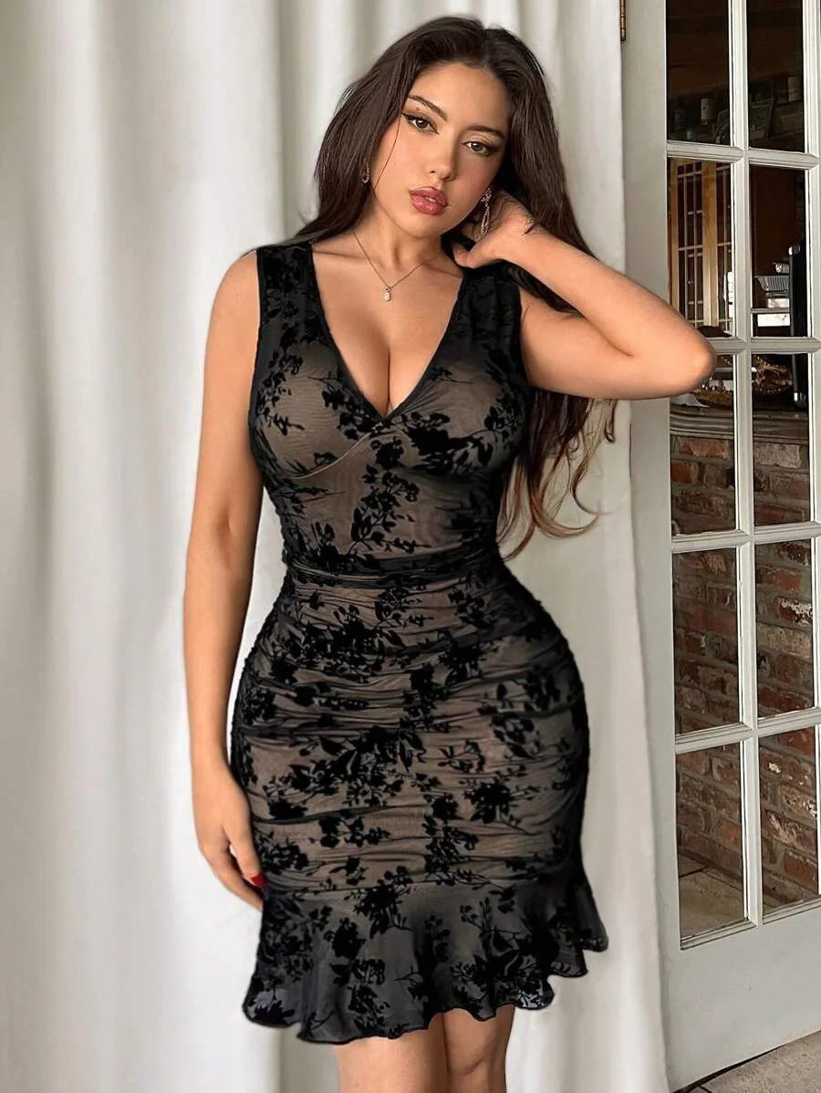 Floral Lace V-Neck Nightdress