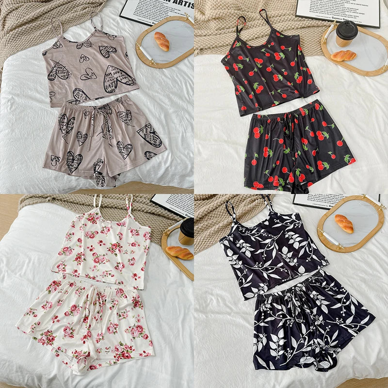 Elegant Satin Cami & Shorts Pajama Set